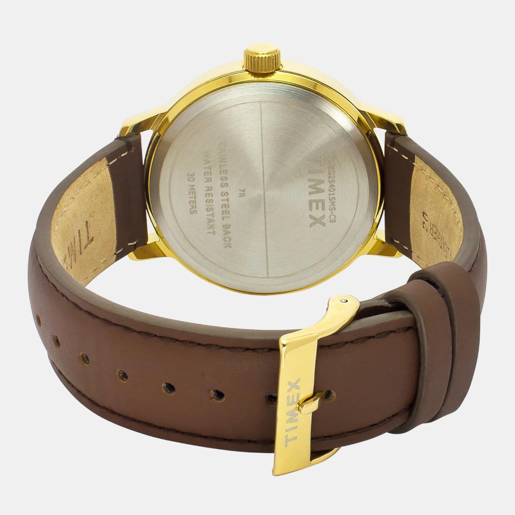 Fashion Men Quartz White Dial Analog Leather Watch TWEG25401