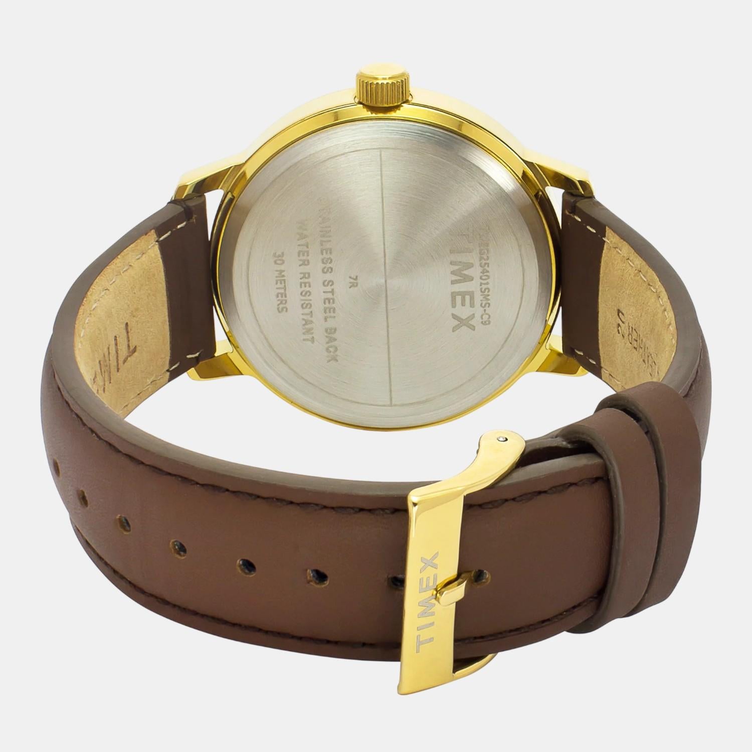 Fashion Men Quartz White Dial Analog Leather Watch TWEG25401