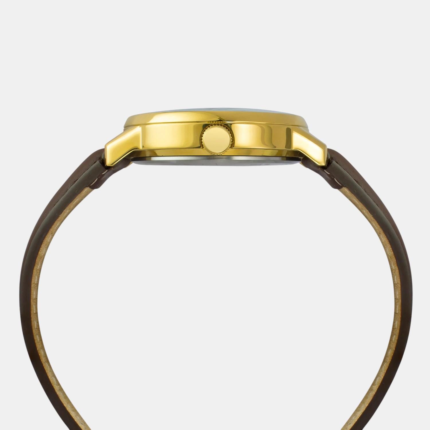 Fashion Men Quartz White Dial Analog Leather Watch TWEG25401