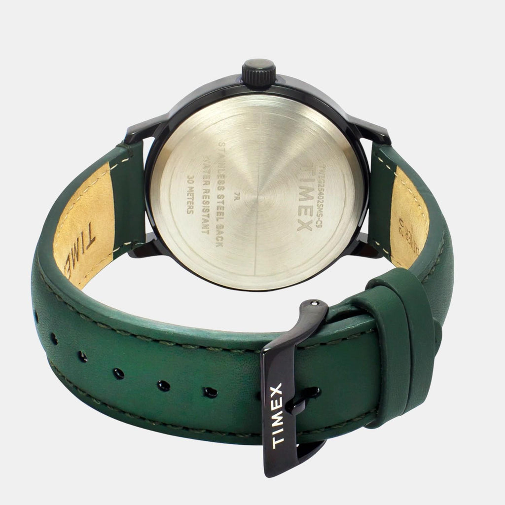 Fashion Men Quartz Black Dial Analog Leather Watch TWEG25402