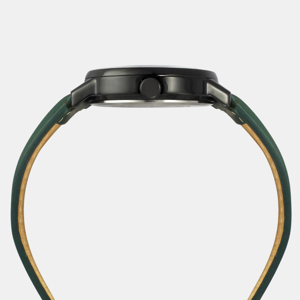 Fashion Men Quartz Black Dial Analog Leather Watch TWEG25402