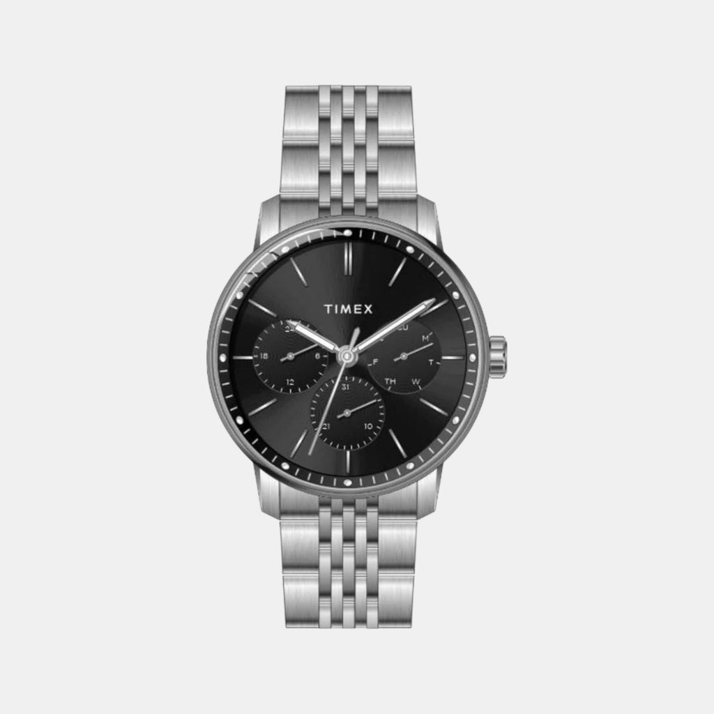 Fashion Men Quartz Black Dial Multi-Function Stainless Steel Watch TWEG25406