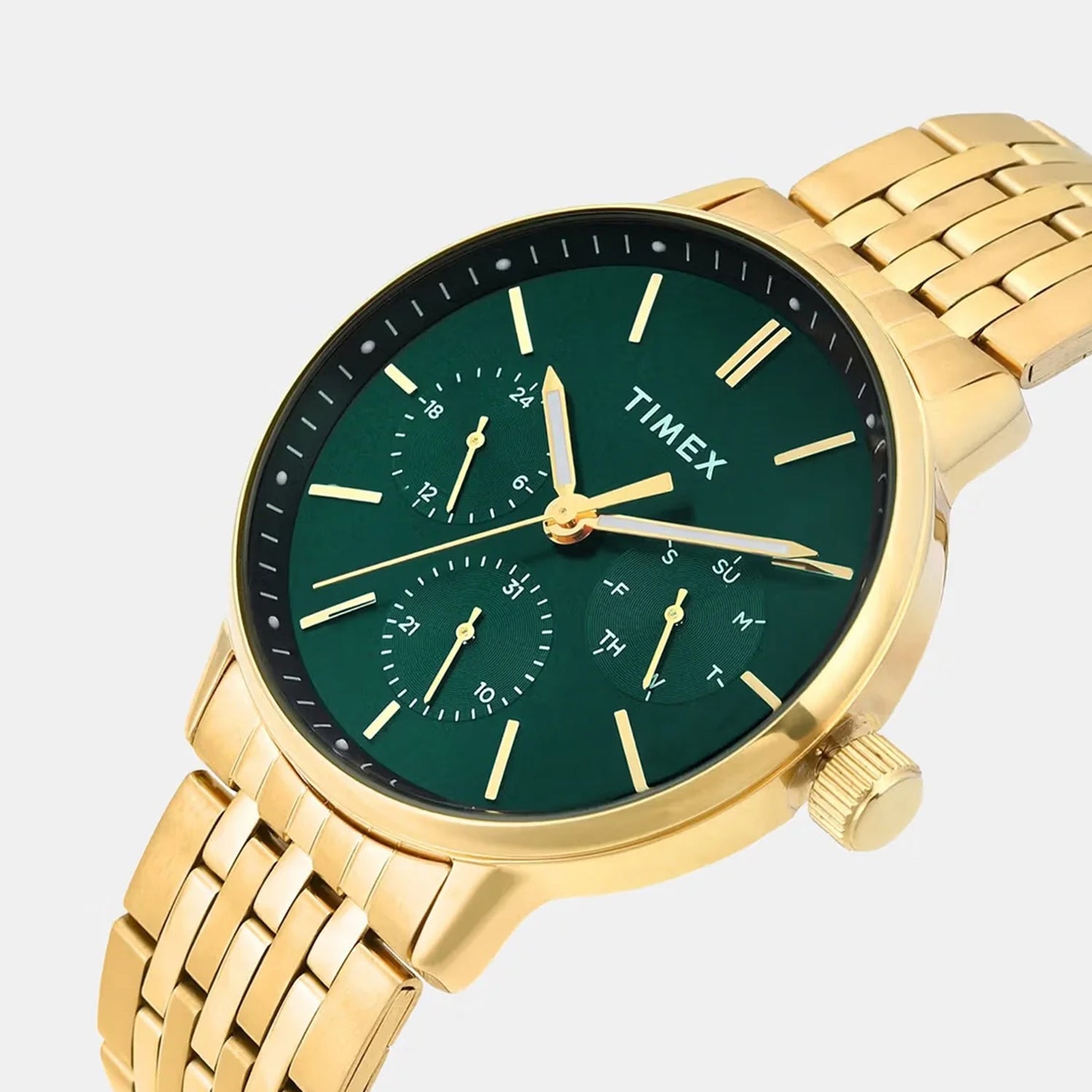 Trendline Men Quartz Green Dial Multi-Function Stainless Steel Watch TWEG25407