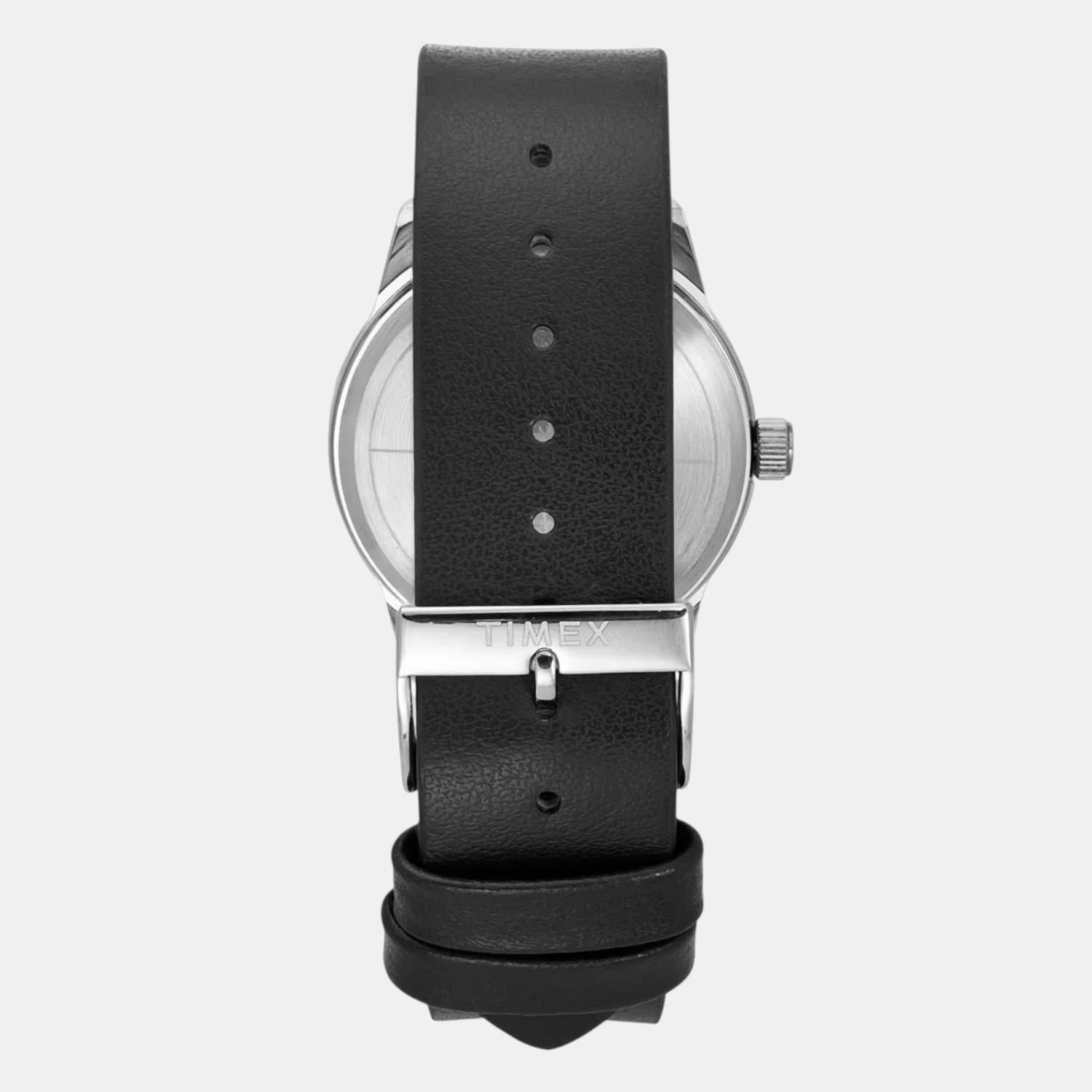 Fashion Men Quartz Black Dial Analog Leather Watch TWEG25501