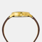 Fashion Men Quartz Champagne Dial Analog Leather Watch TWEG25502