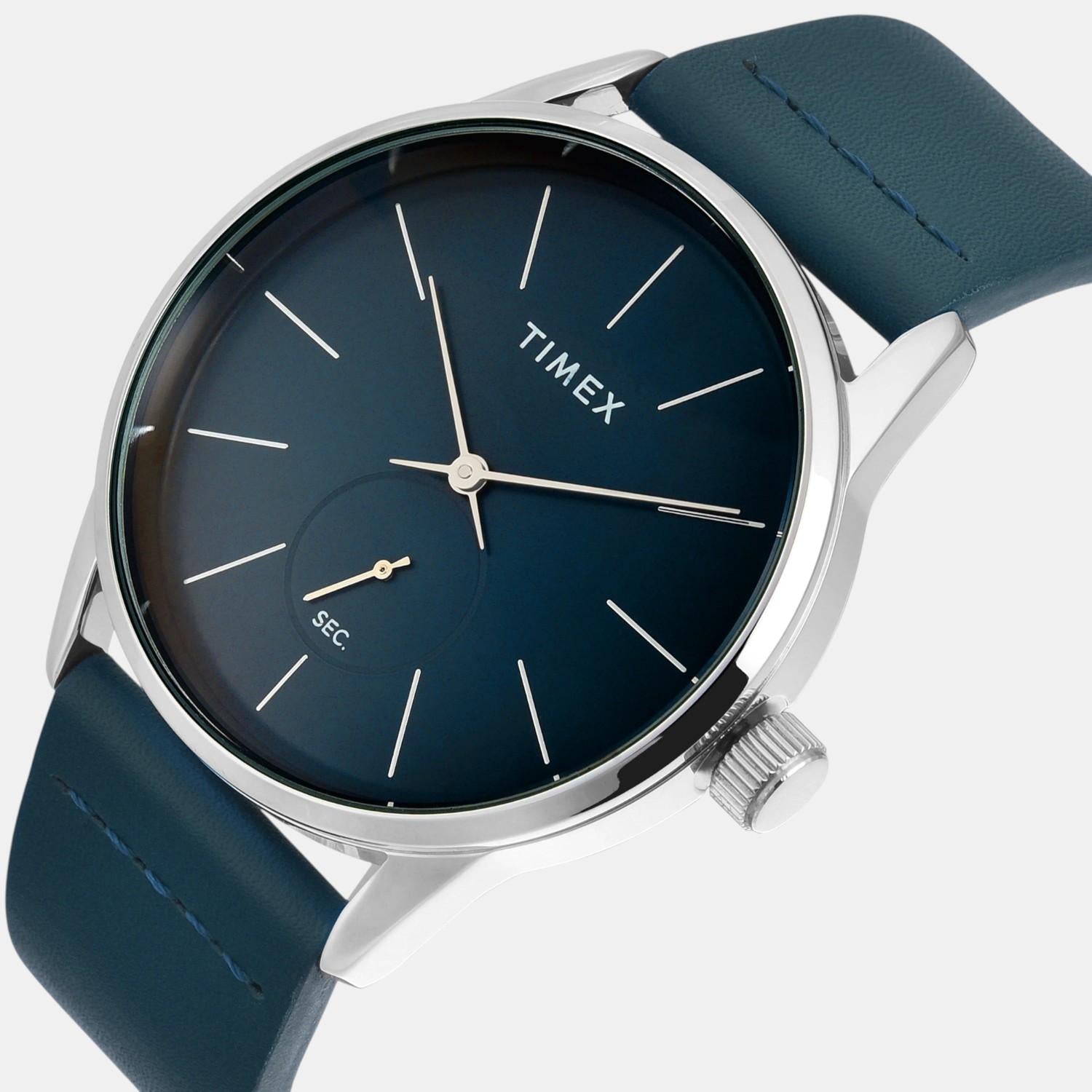 Fashion Men Quartz Sea Green Dial Analog Leather Watch TWEG25503