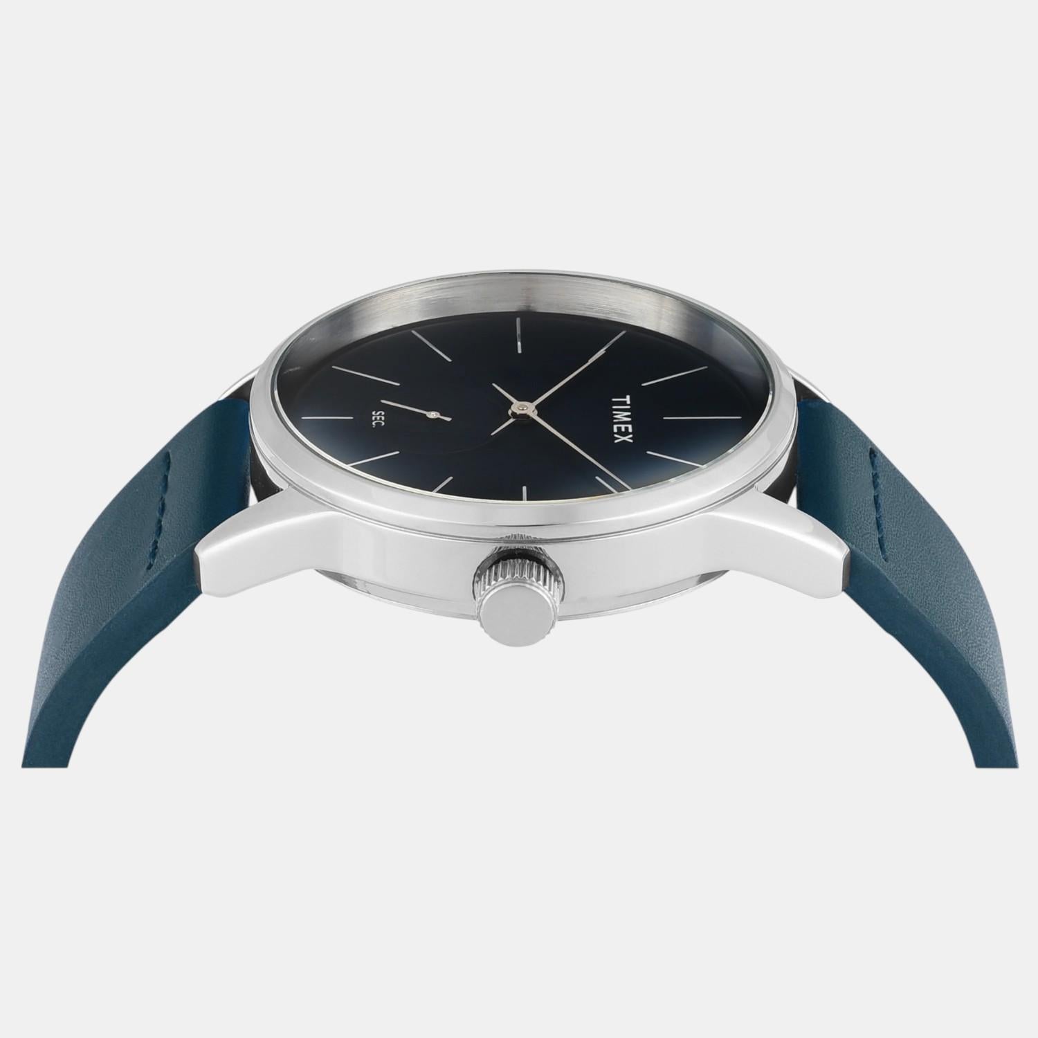 Fashion Men Quartz Sea Green Dial Analog Leather Watch TWEG25503