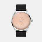 Fashion Men Quartz Peach Dial Analog Leather Watch TWEG25504