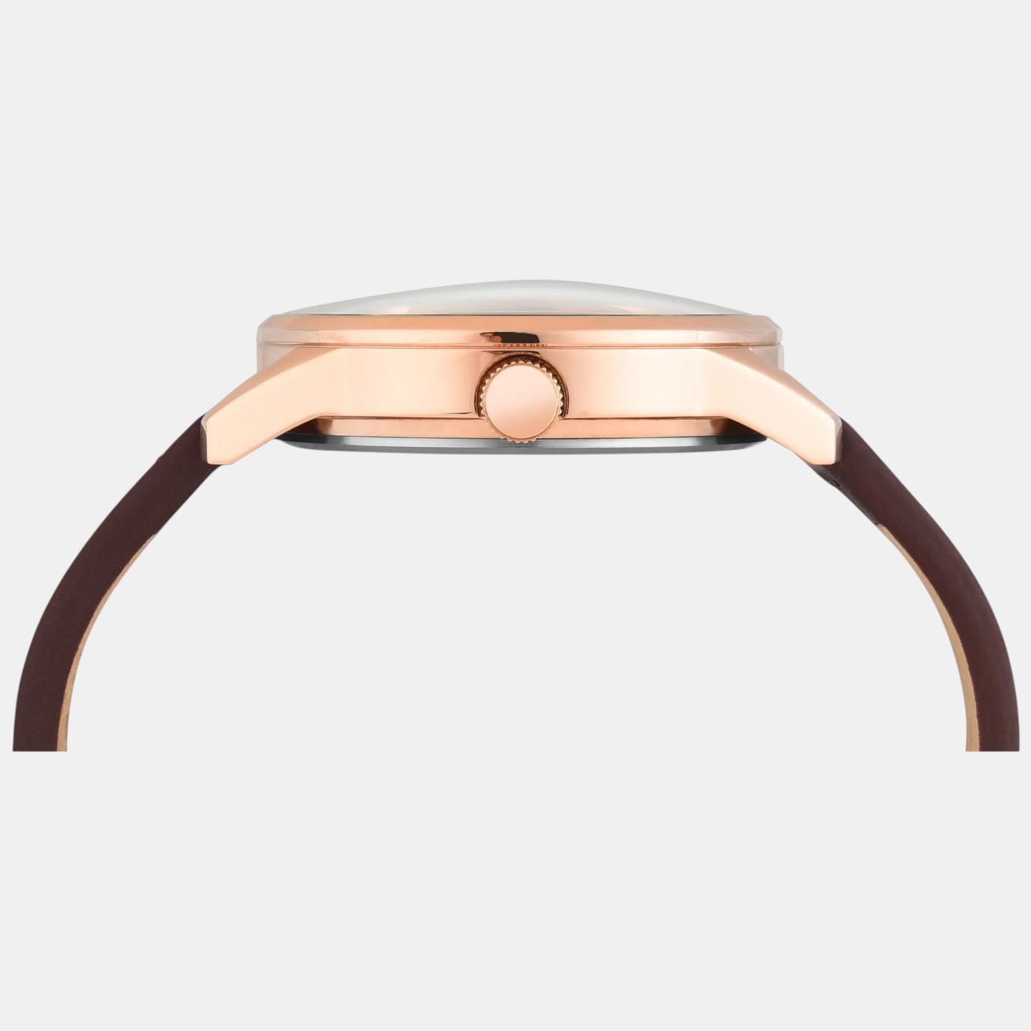 Fashion Men Quartz Silver Dial Analog Leather Watch TWEG25505