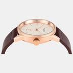 Fashion Men Quartz Silver Dial Analog Leather Watch TWEG25505