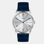 Fashion Men Quartz Silver Dial Analog Leather Watch TWEG25506