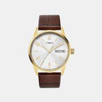 Fashion Men Quartz Silver Dial Analog Leather Watch TWEG25508