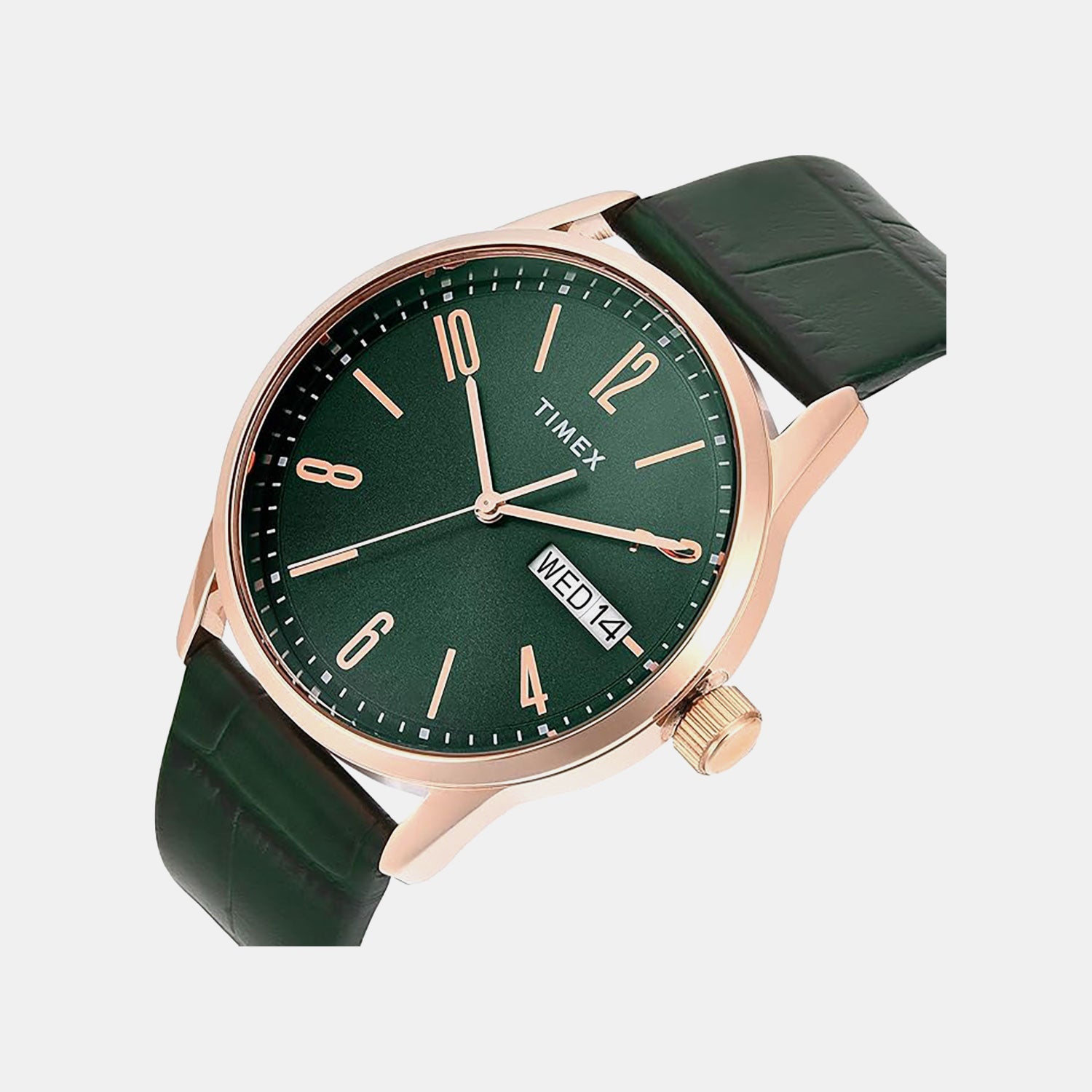 Fashion Men Quartz Green Dial Analog Leather Watch TWEG25509