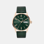 Fashion Men Quartz Green Dial Analog Leather Watch TWEG25509