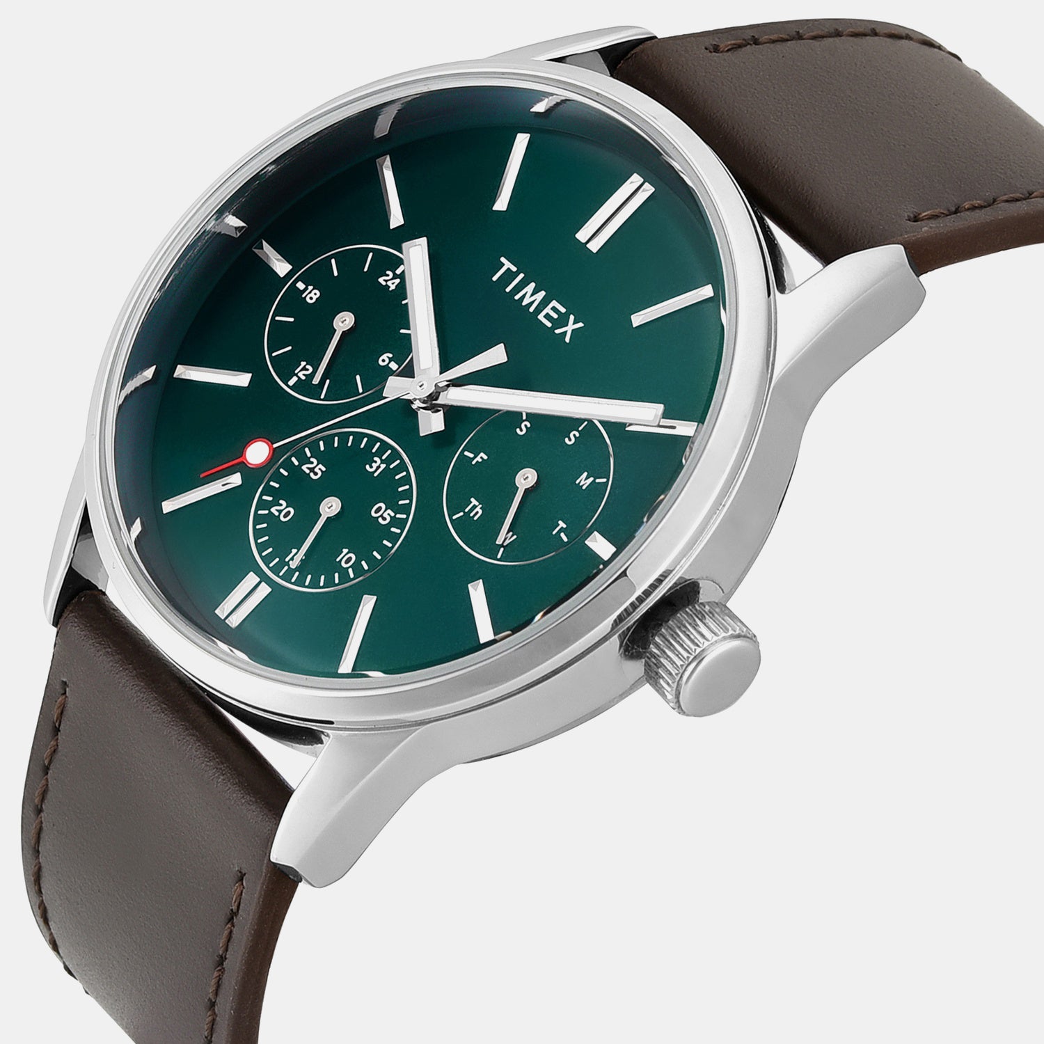 Trendline Men Quartz Teal Dial Multi-Function Leather Watch TWEG25513