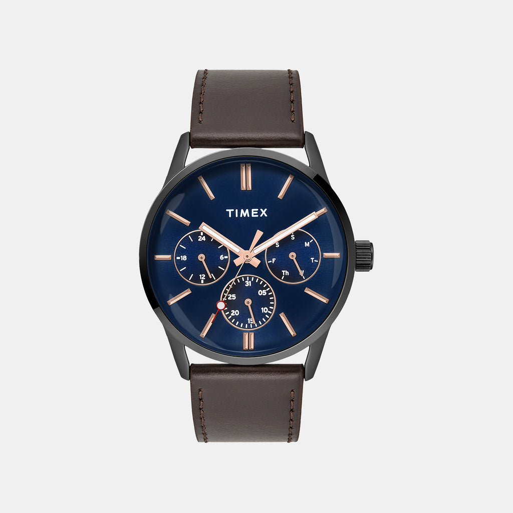 Trendline Men Quartz Blue Dial Multi-Function Leather Watch TWEG25515