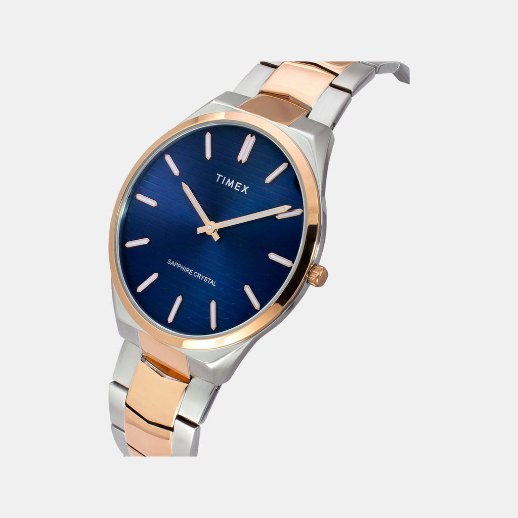 Fashion Men Quartz Blue Dial Analog Stainless Steel Watch TWEG25802