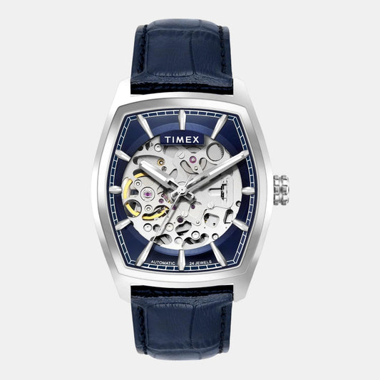 Fashion Men Automatic Blue Dial Analog Leather Watch TWEG25900