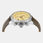 Fashion Men Quartz Beige Dial Chronograph Leather Watch TWEG26000