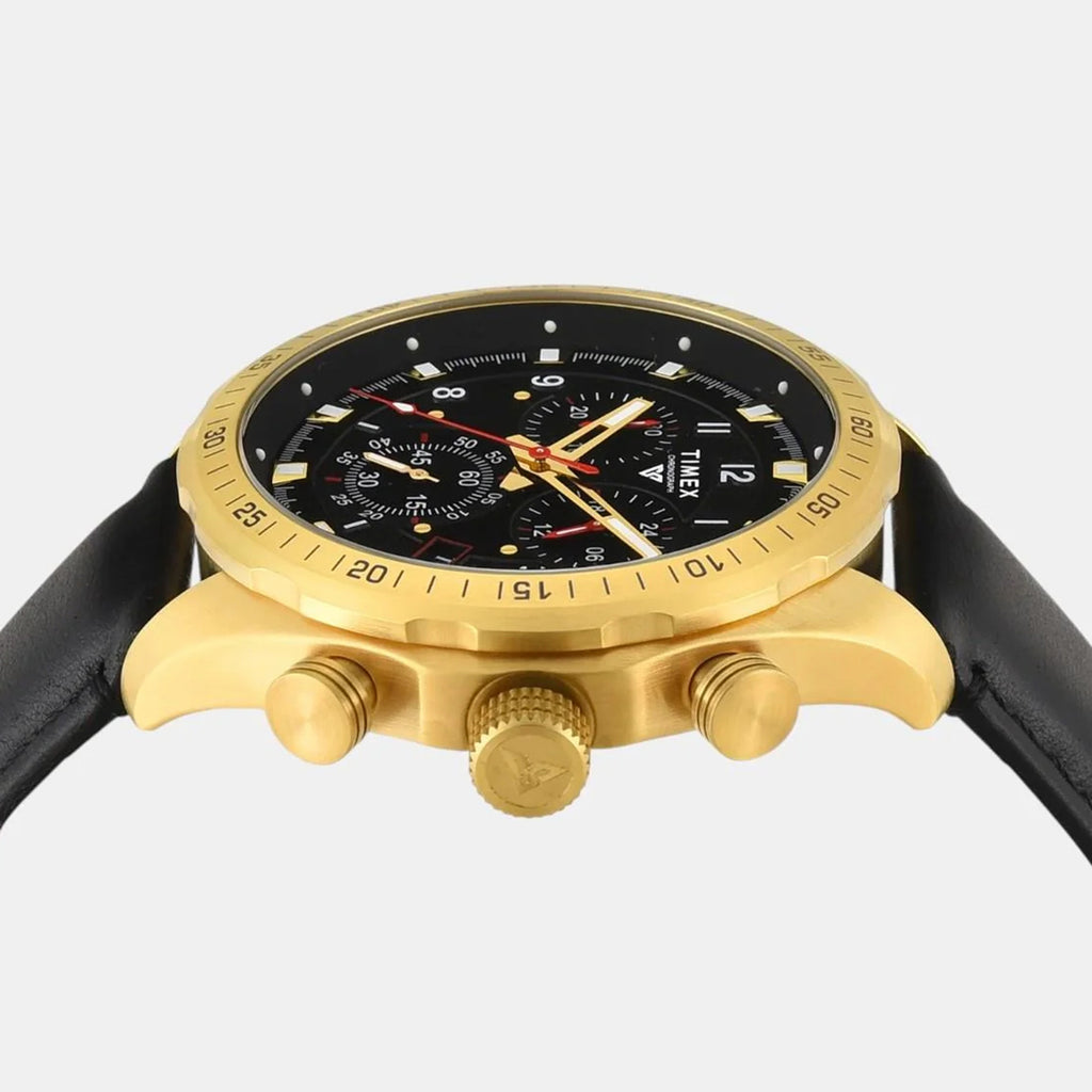 Vector Men Quartz Black Dial Chronograph Leather Watch TWEG26001