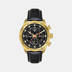 Fashion Men Quartz Black Dial Chronograph Leather Watch TWEG26001
