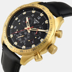 Fashion Men Quartz Black Dial Chronograph Leather Watch TWEG26001