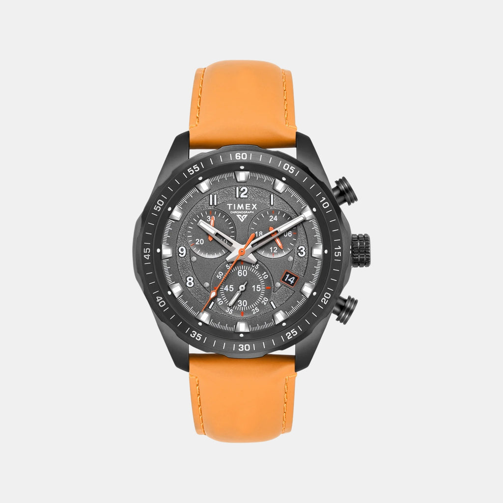 Fashion Men Quartz Grey Dial Chronograph Leather Watch TWEG26002