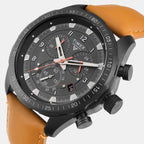 Fashion Men Quartz Grey Dial Chronograph Leather Watch TWEG26002