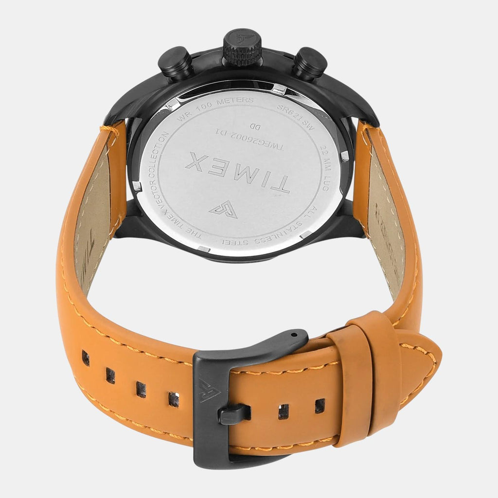 Fashion Men Quartz Grey Dial Chronograph Leather Watch TWEG26002