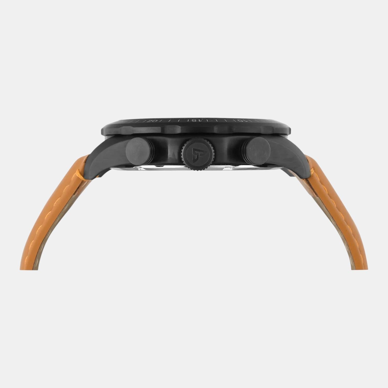 Fashion Men Quartz Grey Dial Chronograph Leather Watch TWEG26002