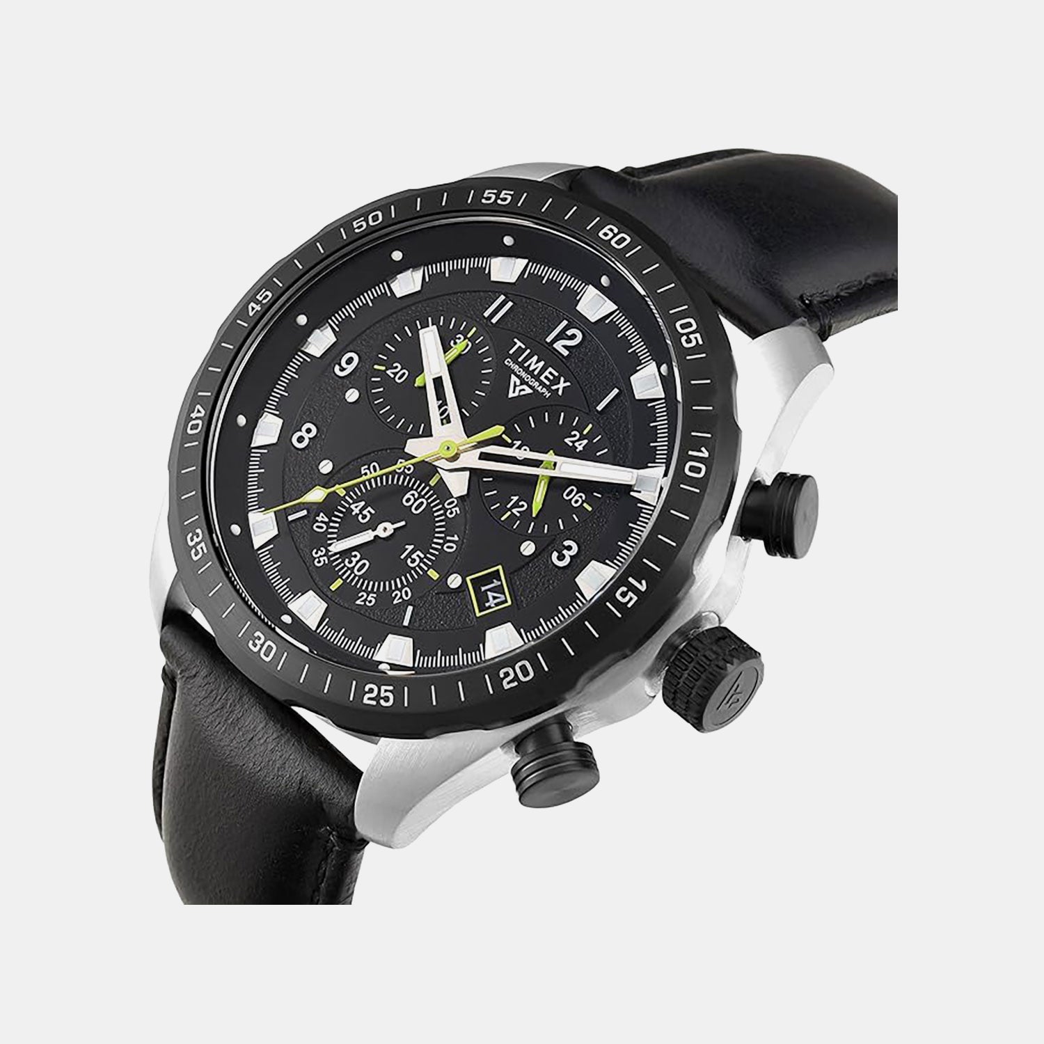 Fashion Men Quartz Black Dial Chronograph Leather Watch TWEG26003