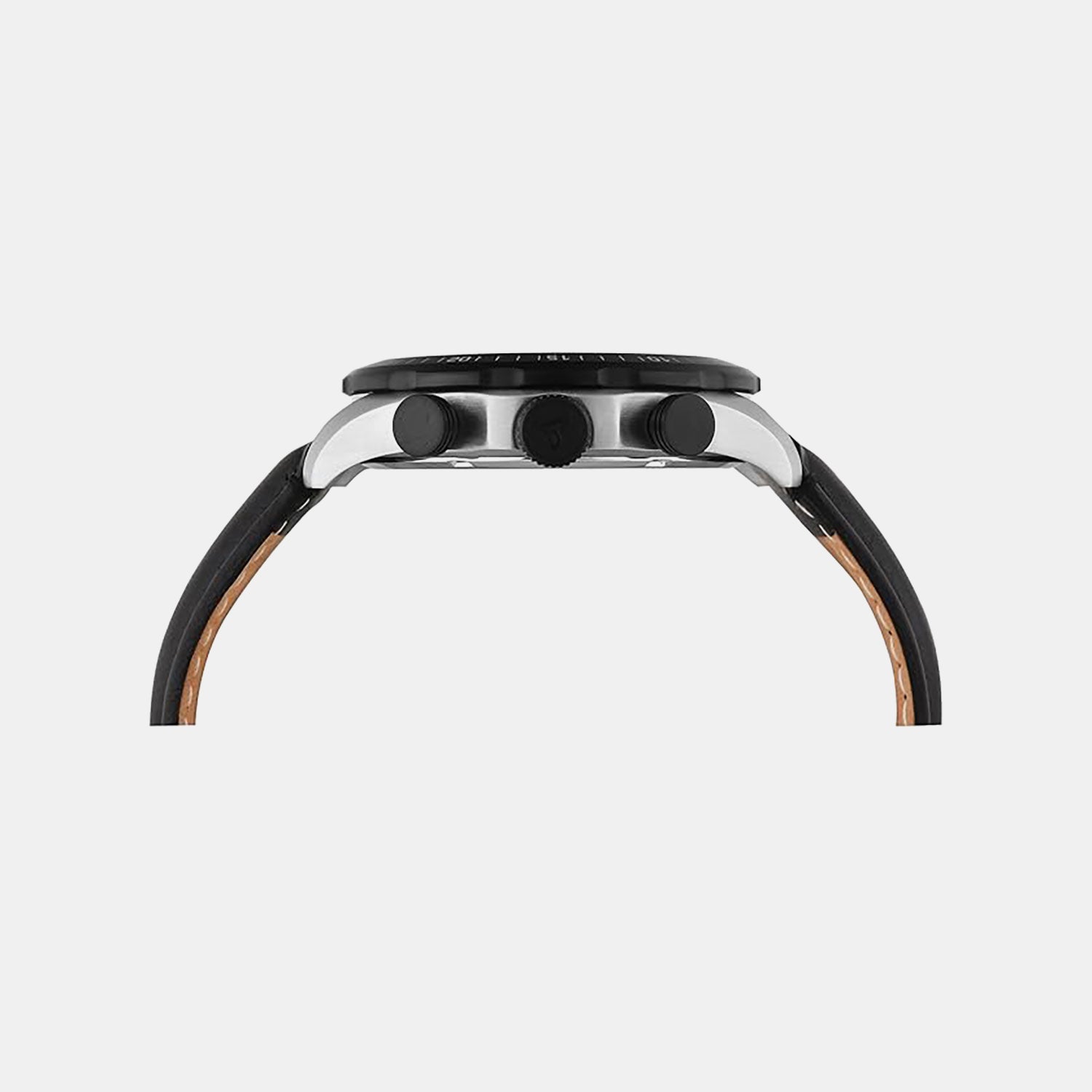 Fashion Men Quartz Black Dial Chronograph Leather Watch TWEG26003