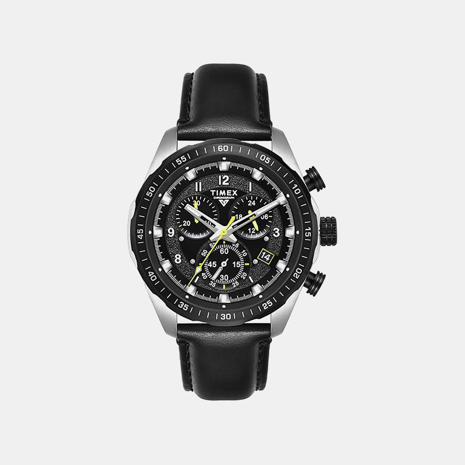 Fashion Men Quartz Black Dial Chronograph Leather Watch TWEG26003