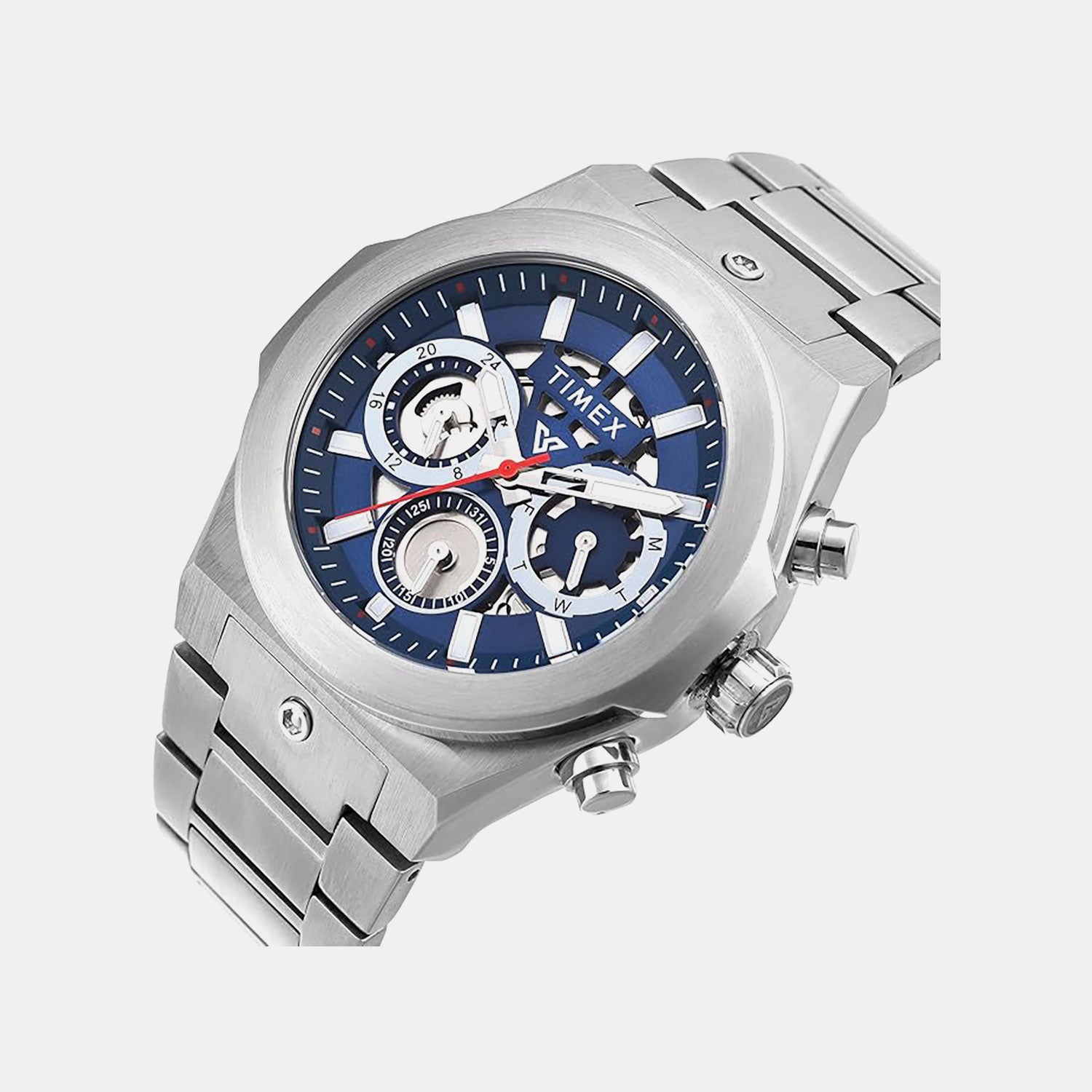 Fashion Men Quartz Blue Dial Multi-Function Stainless Steel Watch TWEG26100