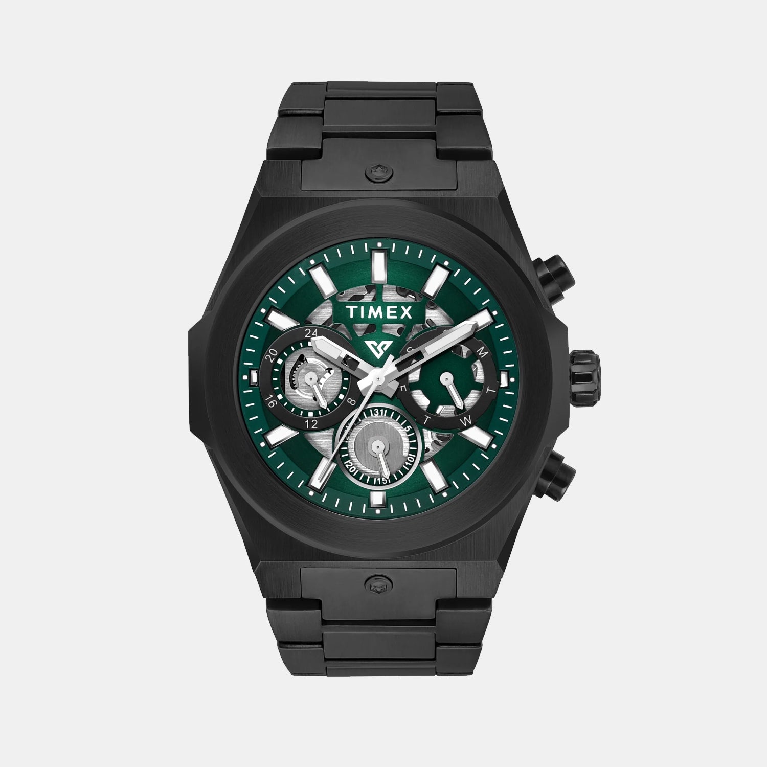 Fashion Men Quartz Green Dial Multi-Function Stainless Steel Watch TWEG26102
