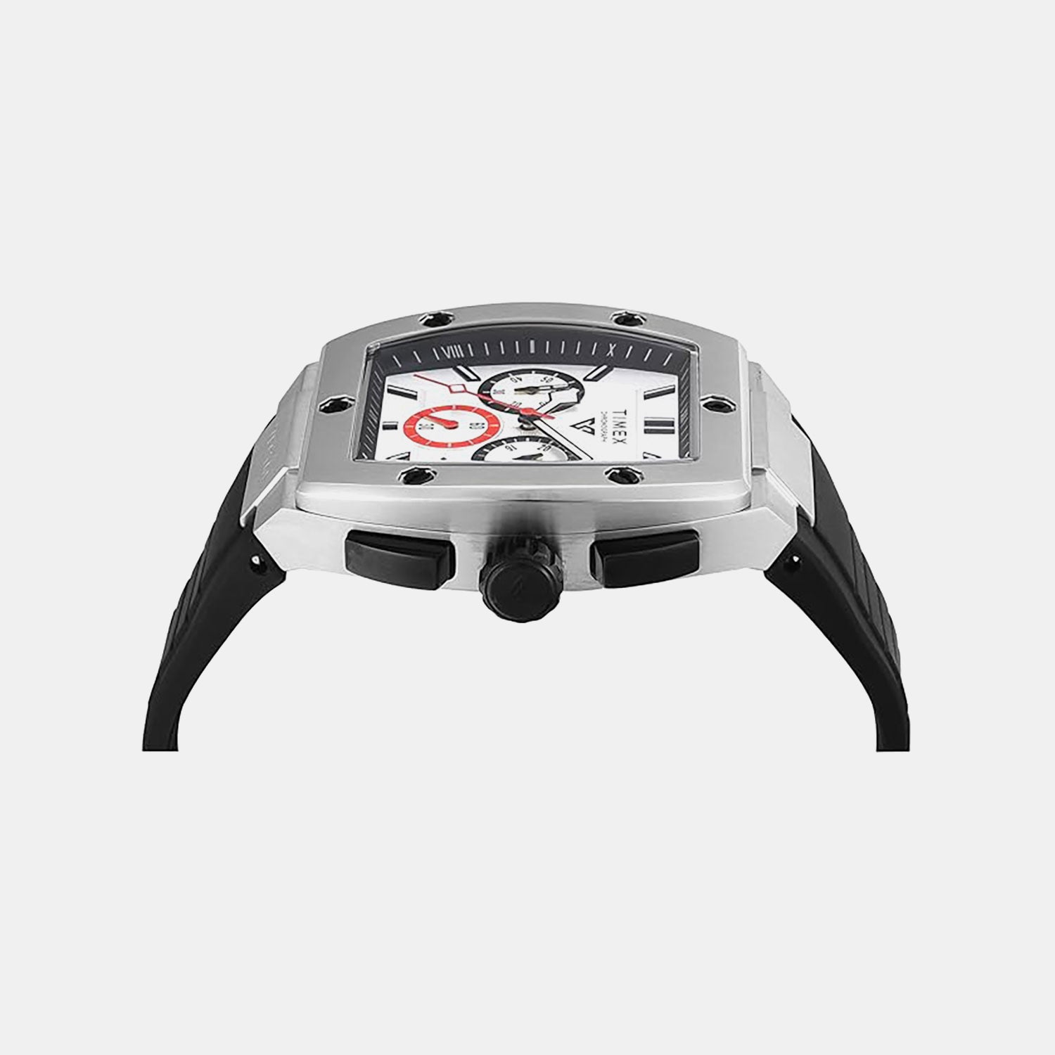 Fashion Men Quartz Silver Dial Chronograph Silicone Watch TWEG26200