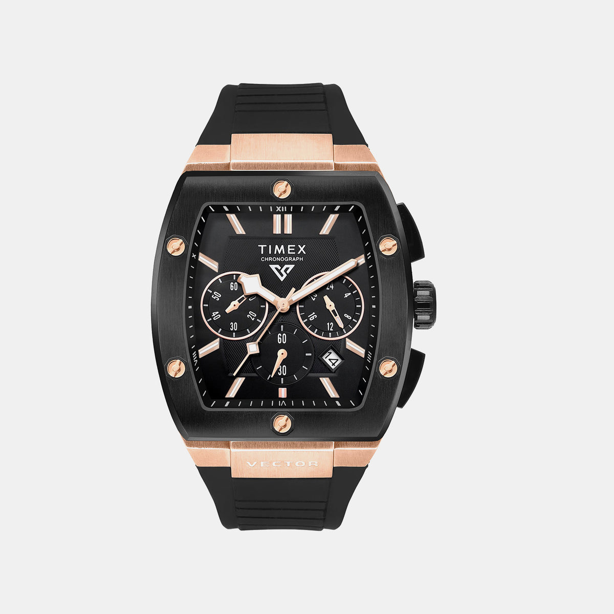Vector Men Quartz Black Dial Multi-Function Silicone Watch TWEG26201