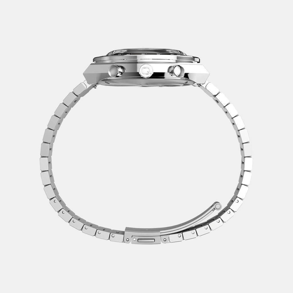 Q Timex Men Quartz White Dial Chronograph Stainless Steel Watch TWEG26400