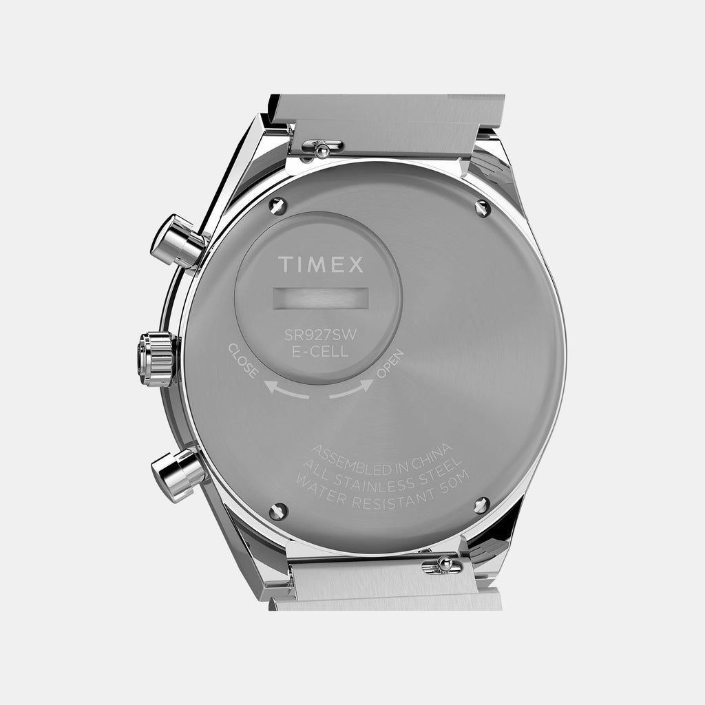 Q Timex Men Quartz White Dial Chronograph Stainless Steel Watch TWEG26400