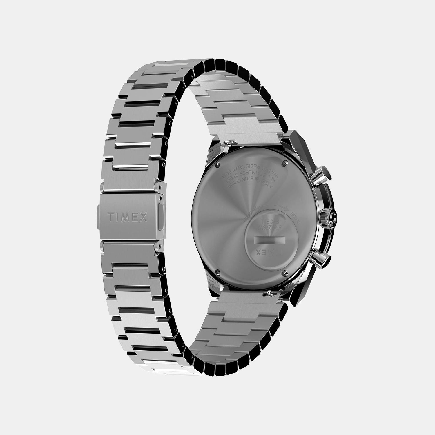 Q Timex Men Quartz White Dial Chronograph Stainless Steel Watch TWEG26400