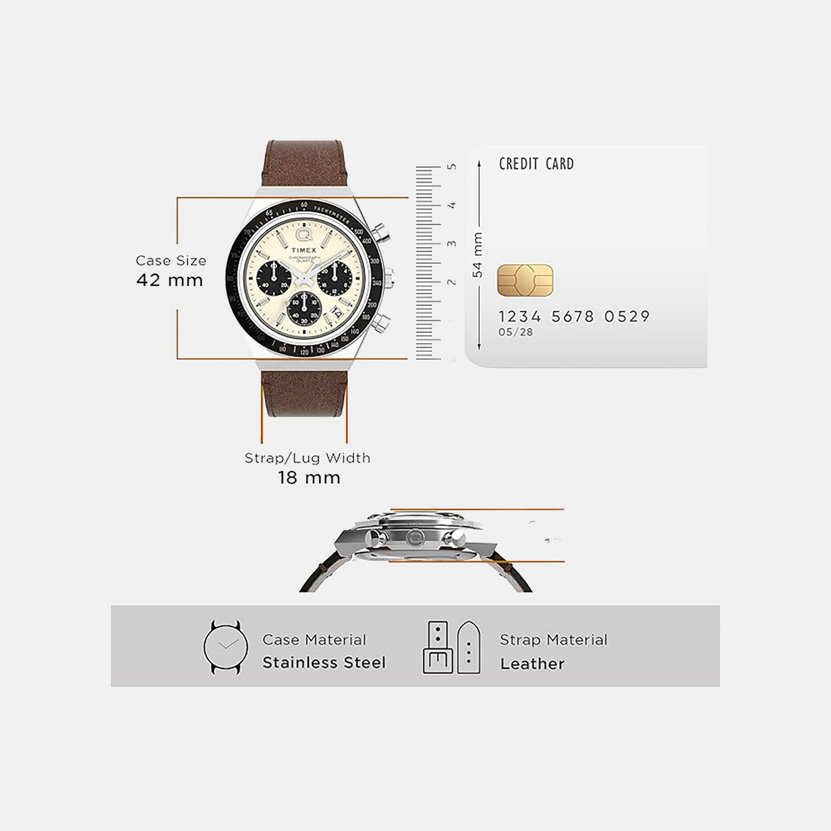 Q Timex Men Quartz Cream Dial Multi-Function Leather Watch TWEG26401