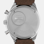 Q Timex Men Quartz Cream Dial Chronograph Leather Watch TWEG26401
