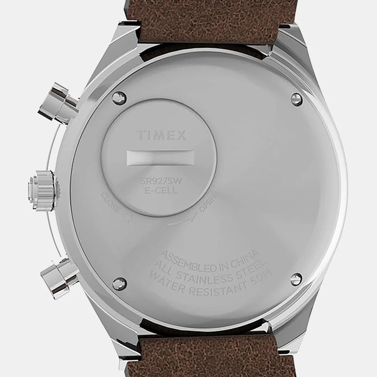Q Timex Men Quartz Cream Dial Multi-Function Leather Watch TWEG26401