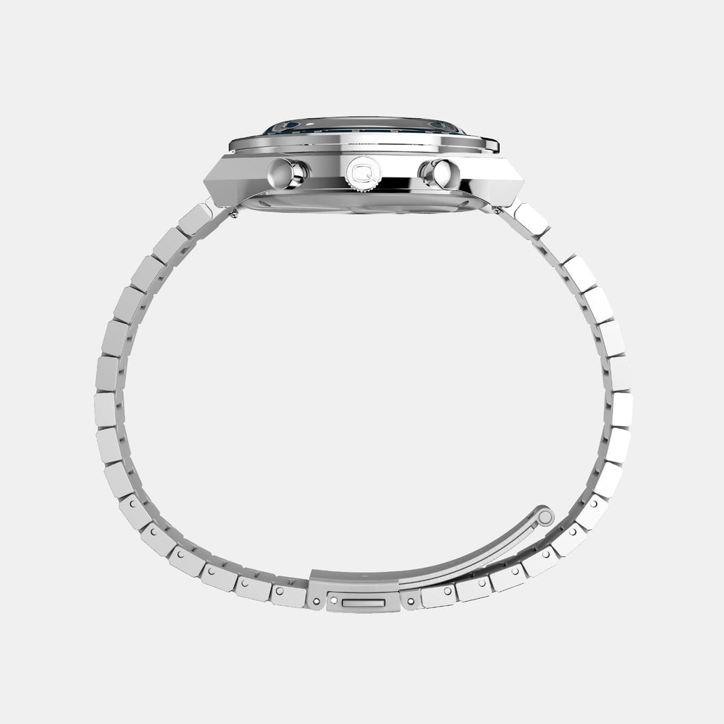 Q Timex Men Quartz Blue Dial Chronograph Stainless Steel Watch TWEG26403