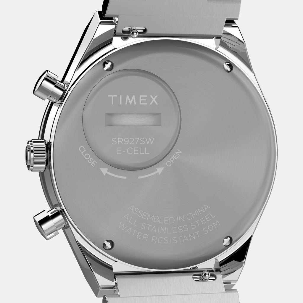 Q Timex Men Quartz Blue Dial Chronograph Stainless Steel Watch TWEG26403