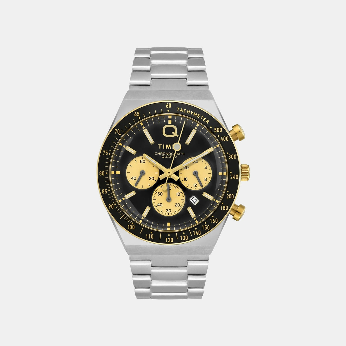 Q Timex Men Quartz Black Dial Multi-Function Stainless Steel Watch TWEG26404