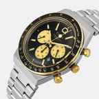 Q Timex Men Quartz Black Dial Chronograph Stainless Steel Watch TWEG26404