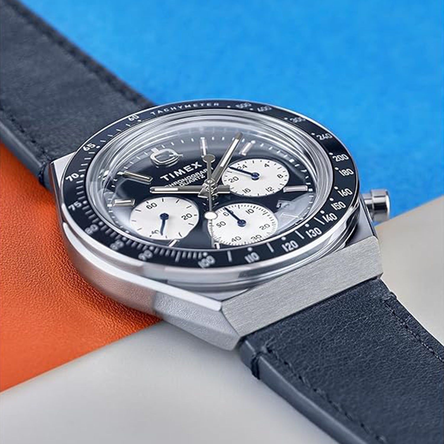 Q Timex Men Quartz Blue Dial Analog Leather Watch TWEG26407