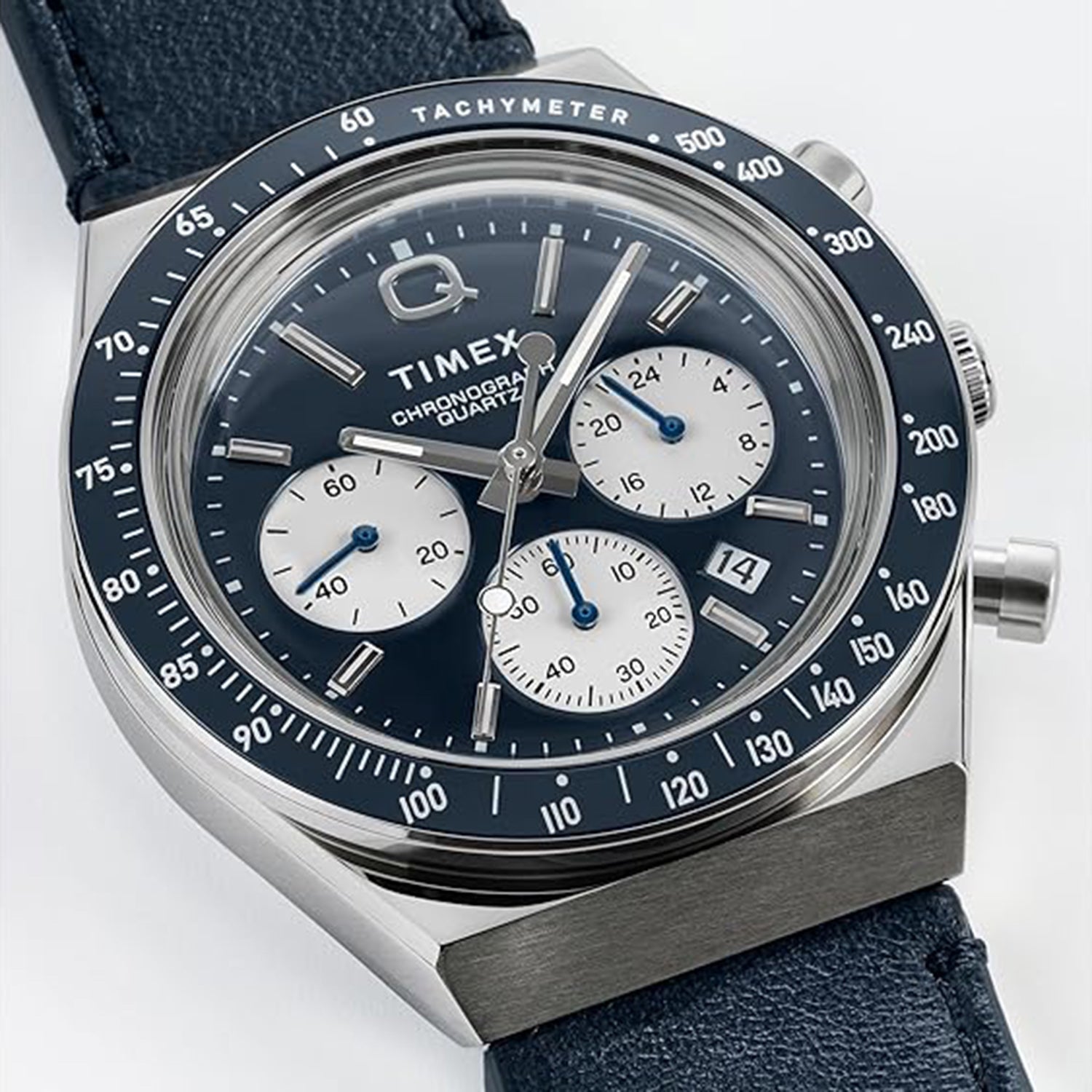 Q Timex Men Quartz Blue Dial Analog Leather Watch TWEG26407