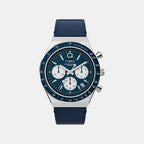 Q Timex Men Quartz Blue Dial Analog Leather Watch TWEG26407